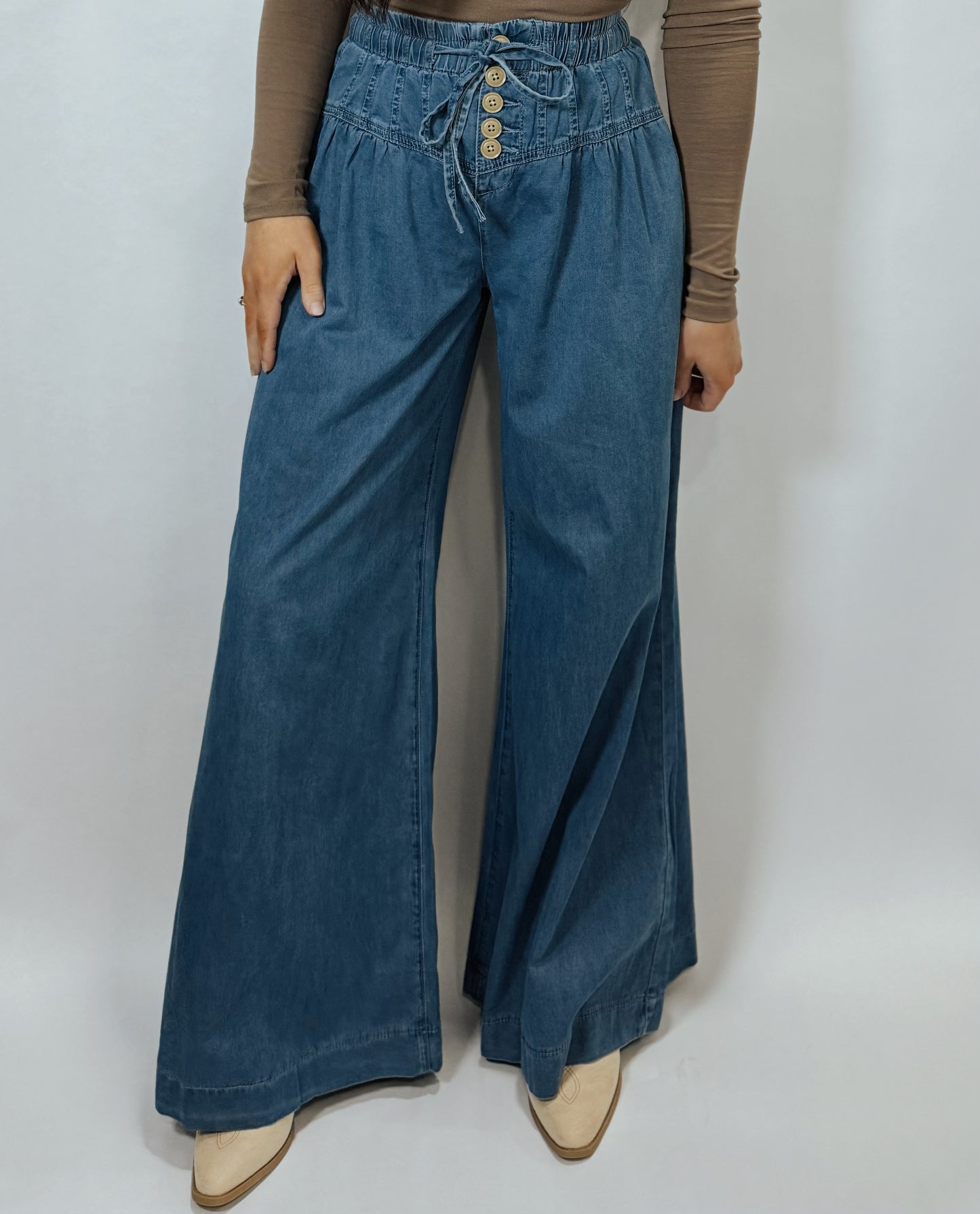 DARLING IN DENIM WIDE LEG PANTS