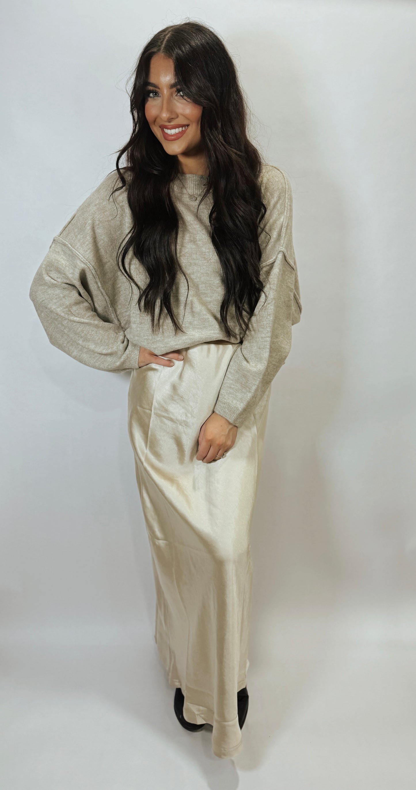 CHAMPAGNE SILK SKIRT