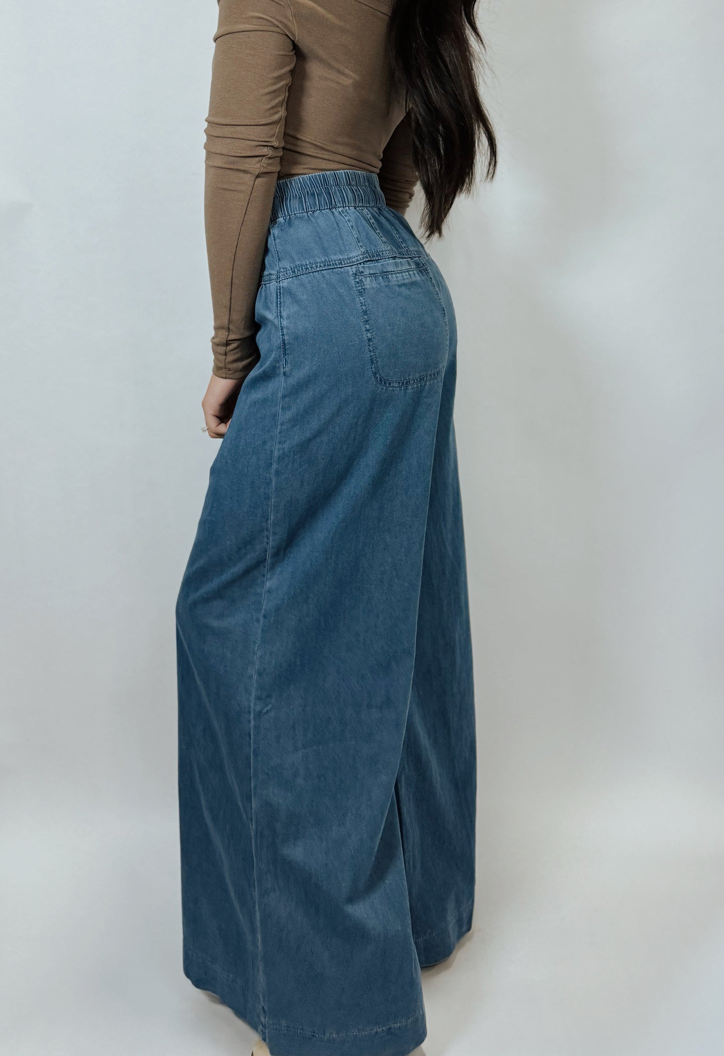 DARLING IN DENIM WIDE LEG PANTS