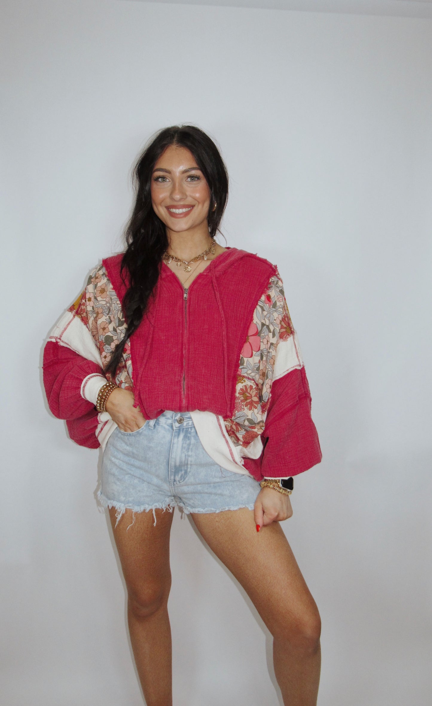 BOHO FLORAL ZIP UP